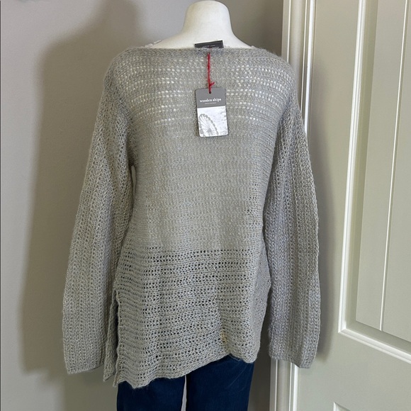 Wooden Ships Asymmetrical Sweater Lace Pullover Dawn Gold Sz M/L NEW - Picture 5 of 10